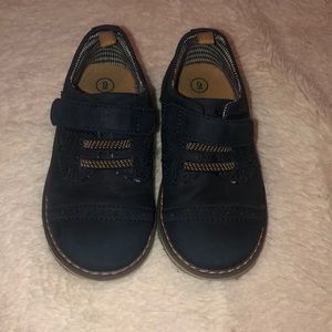 Navy dress shoes stitched, laces  and Velcro strap